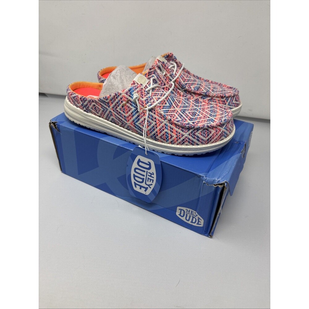 Hey Dude Wendy Slip Surf Baja Blue Pink Multi Women’s Size 8 Shoes NIB